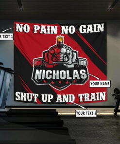 Personalized King Bodybuilding Home Gym Decor Shut Up And Train Banner Flag Tapestry