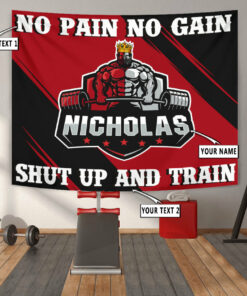 Personalized King Bodybuilding Home Gym Decor Shut Up And Train Banner Flag Tapestry