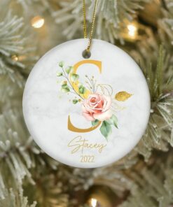 Personalized Letter Name Ceramic Ornament, Family Ornament 2022, Custom Initial Ornament, Family Keepsake, Christmas Gift, Monogram Ornament