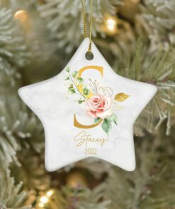 Personalized Letter Name Ceramic Ornament, Family Ornament 2022, Custom Initial Ornament, Family Keepsake, Christmas Gift, Monogram Ornament