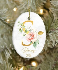 Personalized Letter Name Ceramic Ornament, Family Ornament 2022, Custom Initial Ornament, Family Keepsake, Christmas Gift, Monogram Ornament