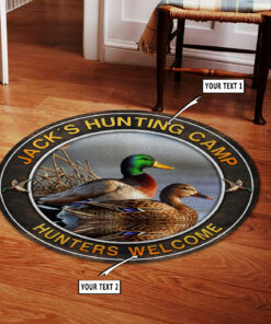 Personalized Mallard Duck Hunting Waterfowl Home Decor Round Rug Carpet