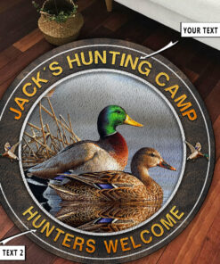 Personalized Mallard Duck Hunting Waterfowl Home Decor Round Rug Carpet