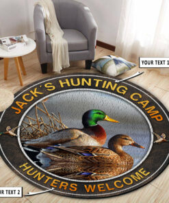 Personalized Mallard Duck Hunting Waterfowl Home Decor Round Rug Carpet