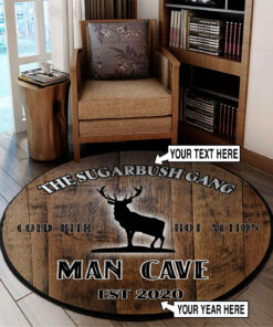 Personalized Man Cave Welcome Round Rug, Carpet