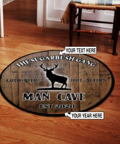 Personalized Man Cave Welcome Round Rug, Carpet