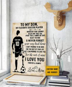 Personalized Name Number Soccer Poster Wall Art Canvas Inspirational Gift for Soccer Player, Mom Custom Gift for Son
