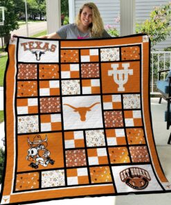 Personalized Ncaa Texas Longhorns T Shirt Quilt Blanket