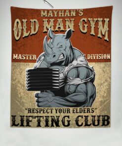 Personalized Old Man Home Gym Decor Wall Banner Flag Tapestry
