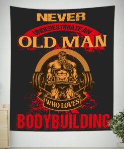 Personalized Old Man Home Gym Decor Wall Banner Flag Tapestry Gift