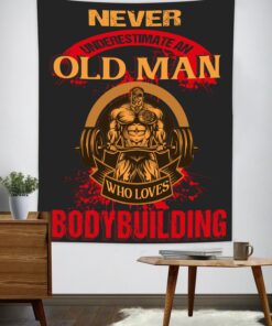 Personalized Old Man Home Gym Decor Wall Banner Flag Tapestry Gift
