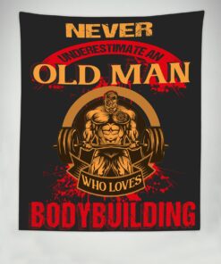 Personalized Old Man Home Gym Decor Wall Banner Flag Tapestry Gift