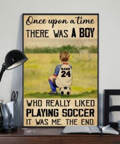 Personalized Once Upon A Time Soccer Player Watercolor Poster Canvas Wall Art Home Bedroom