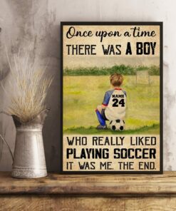 Personalized Once Upon A Time Soccer Player Watercolor Poster Canvas Wall Art Home Bedroom