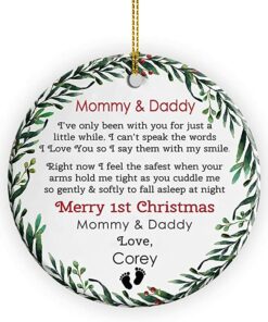 Personalized Our First Christmas as Mommy and Daddy Ornament New Parents Ornament Pregnancy Announcement Gifts First Christmas as Mom and Dad from Baby Ornament, Expecting Parents Gifts