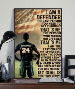 Personalized Soccer I Am Defender Soccer Player Watercolor Poster Wall Art Canvans