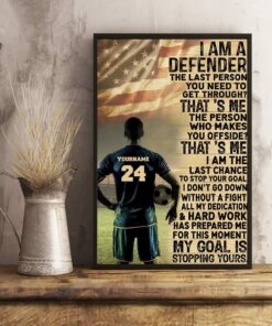 Personalized Soccer I Am Defender Soccer Player Watercolor Poster Wall Art Canvans