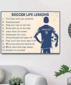 Personalized Soccer Life Lessons Poster Canvas Wall Art- Watercolor Soccer Boy Player Canvas Gift For Soccer Lover