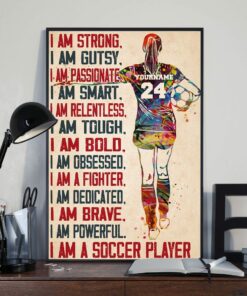Personalized Soccer Player Watercolor Meaning Gifts to Daughter Canvas Wall Art Prints
