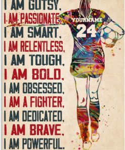 Personalized Soccer Player Watercolor Meaning Gifts to Daughter Canvas Wall Art Prints