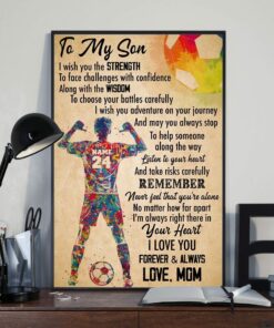 Personalized Soccer Player Watercolor Poster Canvas To My Son Poster Meaning Gifts for Son Boys Sports Lovers