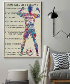 Personalized Soccer Player Watercolor Poster Football Life Lessons Poster Canvas Framed Wall Art Prints For Home Dorm Room Décor