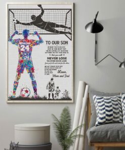 Personalized Soccer Player Watercolor Wall Art Prints Canvas To Our Son Love Mon Dad Poster Meaning Gifts for Son Boys Sports Lovers