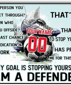 Personalized Soccer Poster, I Am A Defender Poster Inspirational Gift for Soccer Player Soccer Lover, Sports Fan Soccer Wall Art Print Boy's Bedroom Home Décor