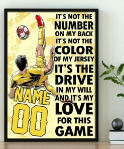 Personalized Soccer Poster, Inspirational Soccer Gift for Soccer Player Soccer Lover Sports Fan, Soccer Decor for Boys Bedroom, Soccer Wall Art Print