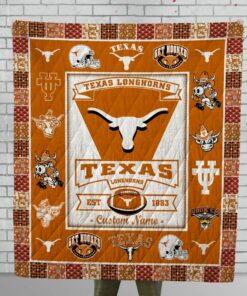 Personalized Texas Longhorns Quilt Blanket NCAA University of Texas at Austin