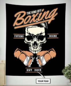 Personalized The King Off Boxing Tapestry Home Gym, Boxing Club Banner