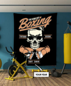 Personalized The King Off Boxing Tapestry Home Gym, Boxing Club Banner