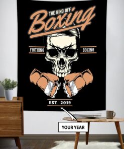 Personalized The King Off Boxing Tapestry Home Gym, Boxing Club Banner