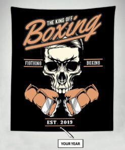 Personalized The King Off Boxing Tapestry Home Gym, Boxing Club Banner