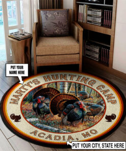 Personalized Turkey Hunters Welcome Round Rug, Carpet
