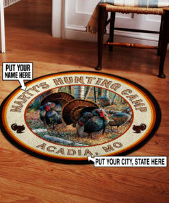 Personalized Turkey Hunters Welcome Round Rug, Carpet