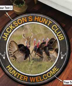 Personalized Turkey and Deer Hunting Round Rug, Carpet