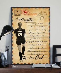 Personalized USA Flag to My Daughter From Dad Soccer Poster Wall Art Prints Canvas