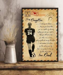 Personalized USA Flag to My Daughter From Dad Soccer Poster Wall Art Prints Canvas