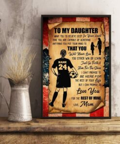 Personalized USA Flag to My Daughter From Mom Soccer Poster Wall Art Prints Canvas