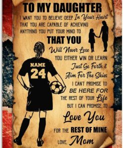 Personalized USA Flag to My Daughter From Mom Soccer Poster Wall Art Prints Canvas