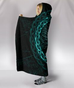 Personalized Viking Celtic and Valknut and Tree of Life Yggrdrasil Hooded Blanket