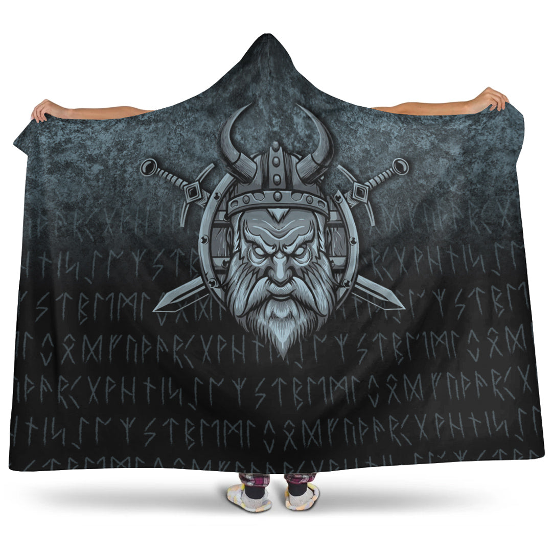 Personalized Viking Hooded Blanket, Victory or Valhalla Warrior Hooded Blanket