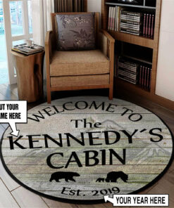 Personalized Welcome to the Cabin Round Rug, Carpet