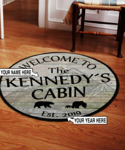 Personalized Welcome to the Cabin Round Rug, Carpet