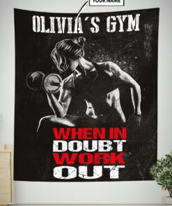 Personalized Women Fitness Banner Flag Tapestry Home Gym Decor Motivational