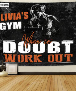 Personalized Women Fitness Banner Flag Tapestry Home Gym Decor Motivational Quote