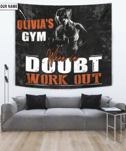 Personalized Women Fitness Banner Flag Tapestry Home Gym Decor Motivational Quote