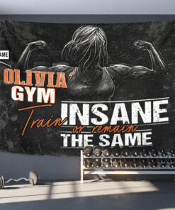 Personalized Women Fitness Banner Flag Tapestry Home Gym Decor Motivational Wall Art