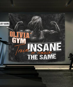 Personalized Women Fitness Banner Flag Tapestry Home Gym Decor Motivational Wall Art